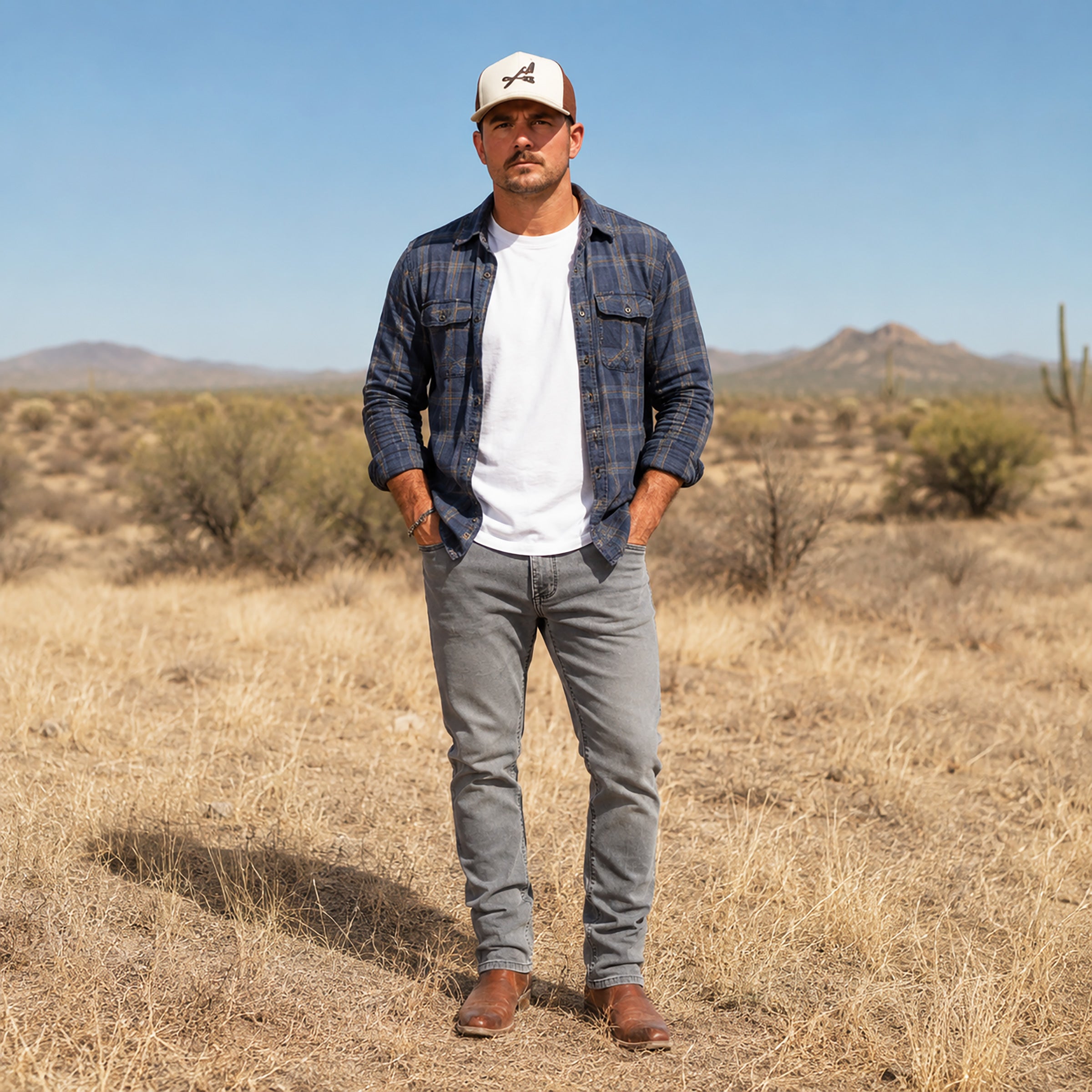 Men wearing Gris Clair Straight Stone Jeans