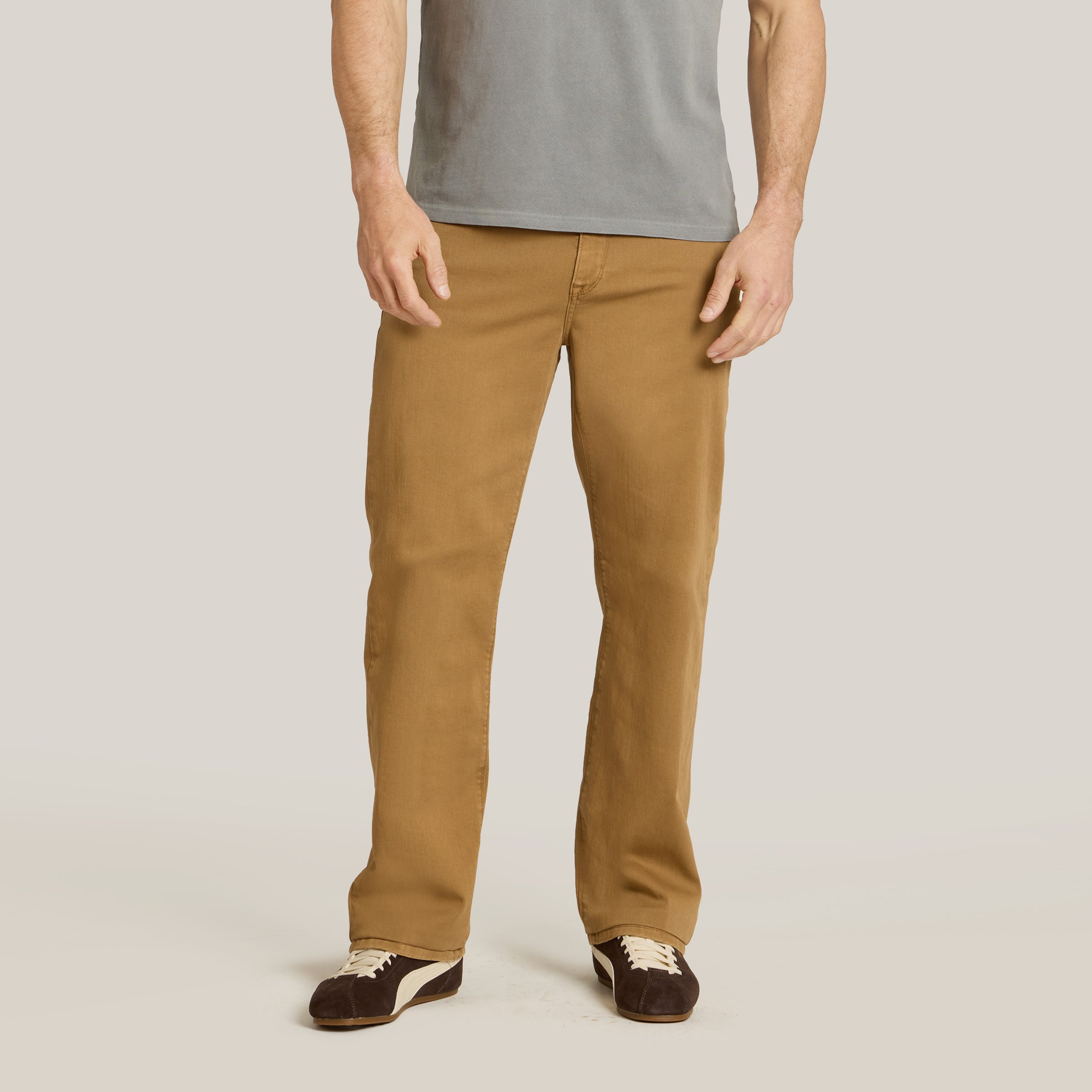 Men wearing Khaki Straight Mercer Jeans