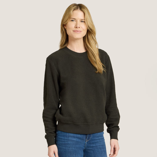 Crew Neck Fleece Sweatshirt Faded Black Crew sweats