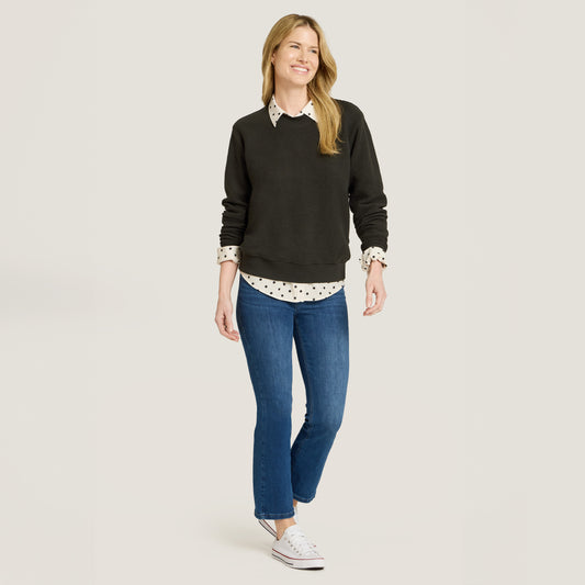 Crew Neck Fleece Sweatshirt Faded Black Crew sweats