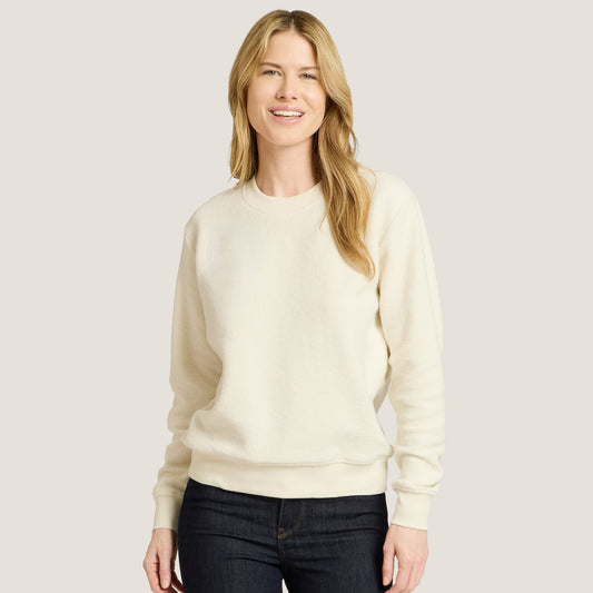 Crew Neck Fleece Sweatshirt Ivory Crew sweats