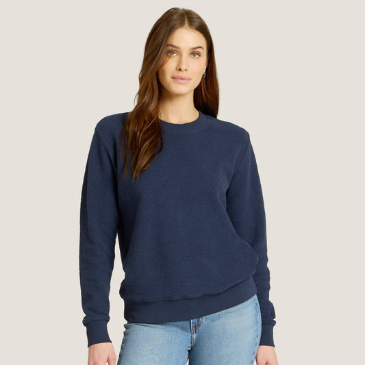 Crew Neck Fleece Sweatshirt Soft Navy Crew sweats