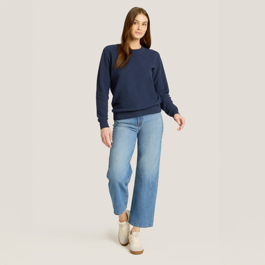 Crew Neck Fleece Sweatshirt Soft Navy Crew sweats