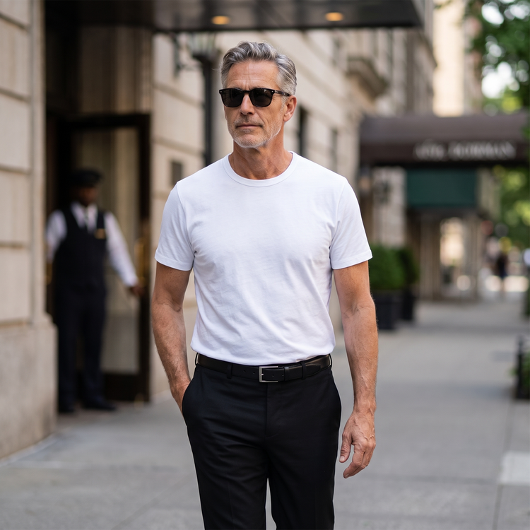 Men wearing Blanco Classic Crew Driggs Tee