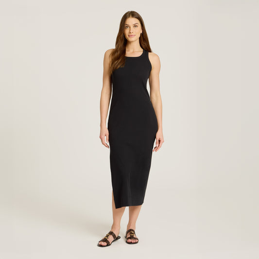 Rib Tank Dress Black Tank dress